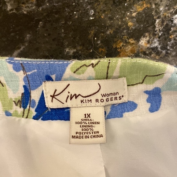 F womens Kim Rogers floral 3/4 sleeve lightweight blazer plus size 1X EUC - Picture 3 of 3